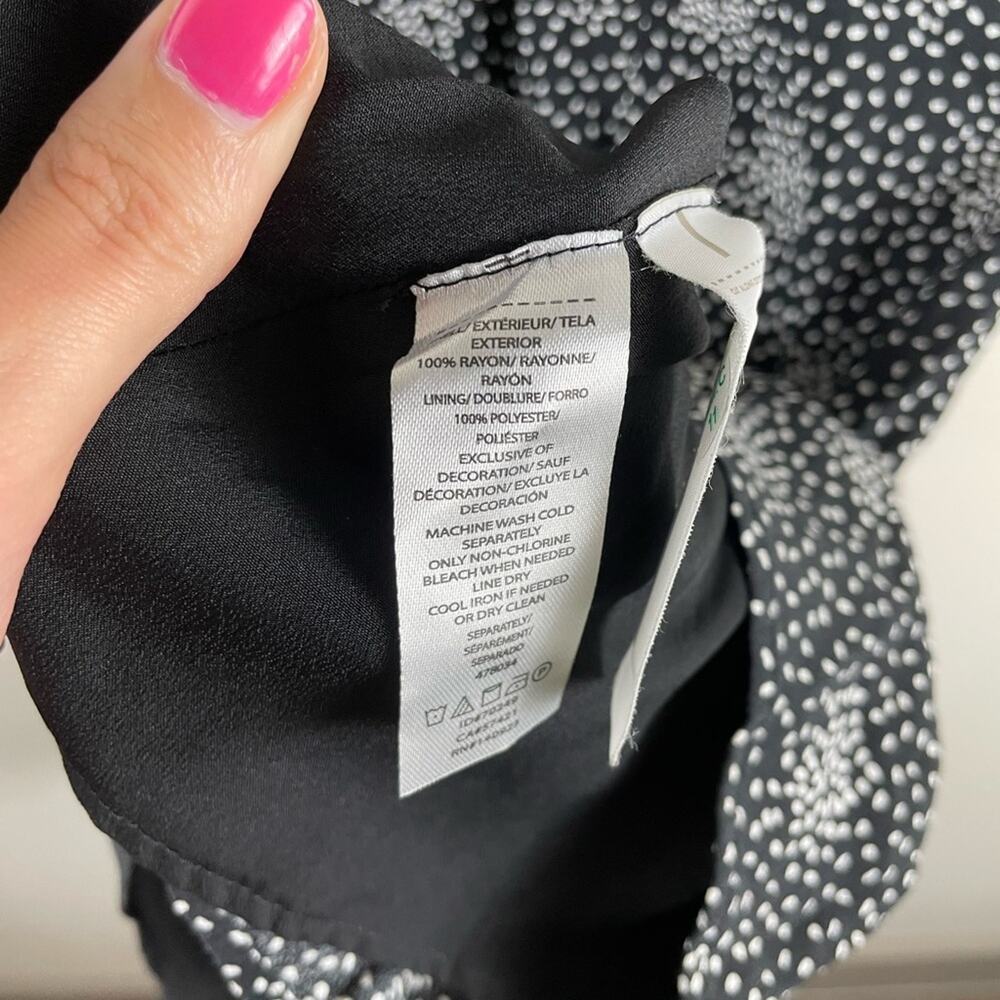 LOFT floral split neck ruffle hem polka dot mini dress - Picture 7 of 7